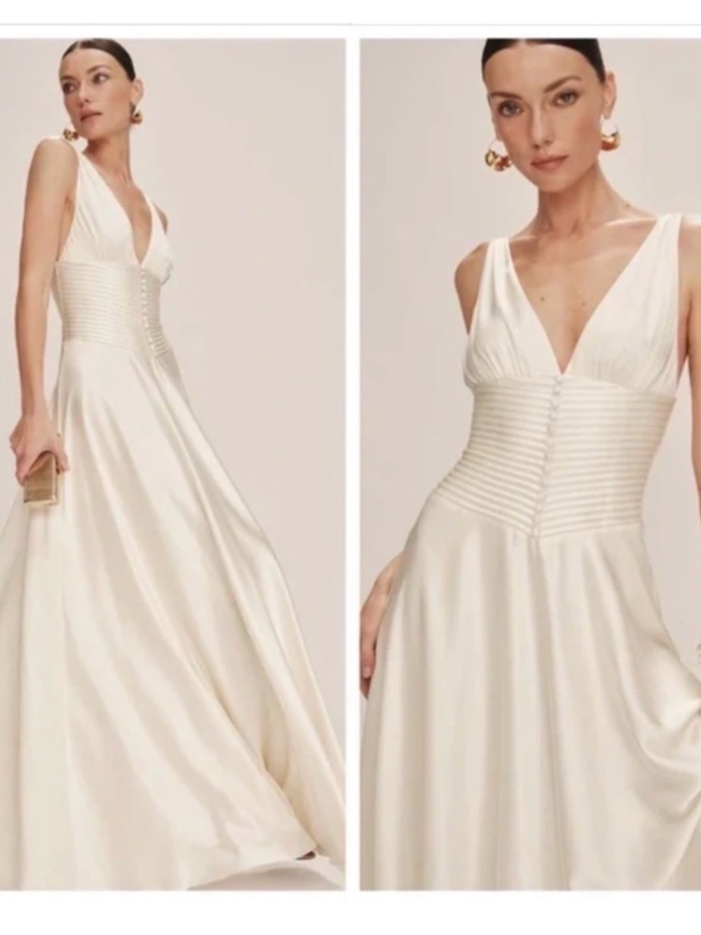 Reformation Arianwen Ivory V-Neck Corset-Waist Bridal Gown
